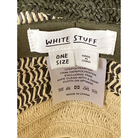 White Stuff Two-Tone Straw Sun Hat in Natural and Olive Sz OS Packable Boho Chic main image 8